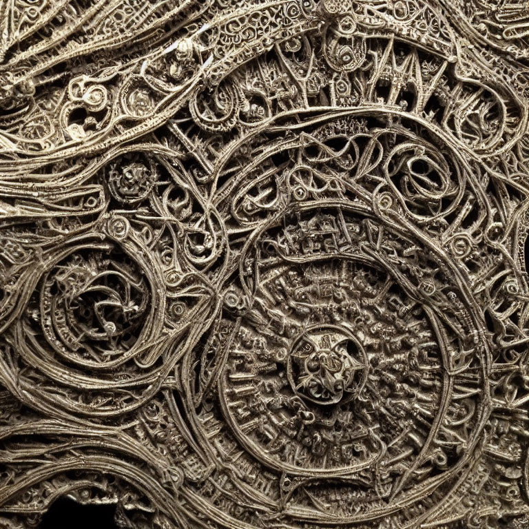 Detailed Metalwork with Ornate Patterns and Circular Motif