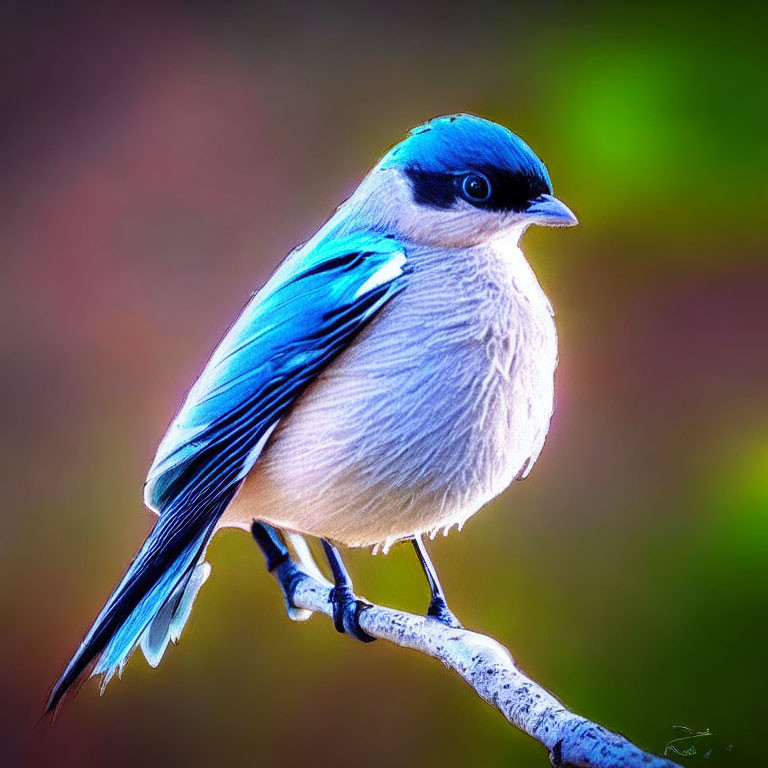 Colorful bird perched on branch with blurred background