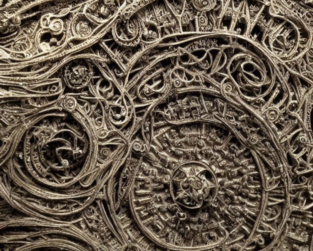 Detailed Metalwork with Ornate Patterns and Circular Motif