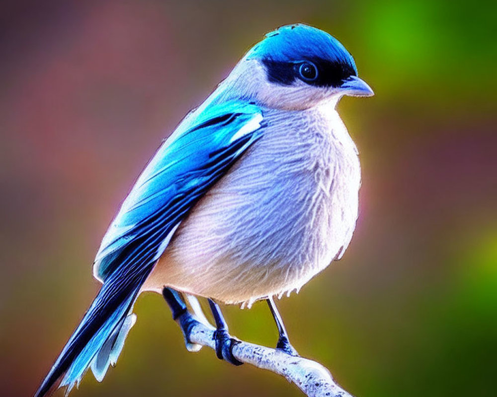 Colorful bird perched on branch with blurred background