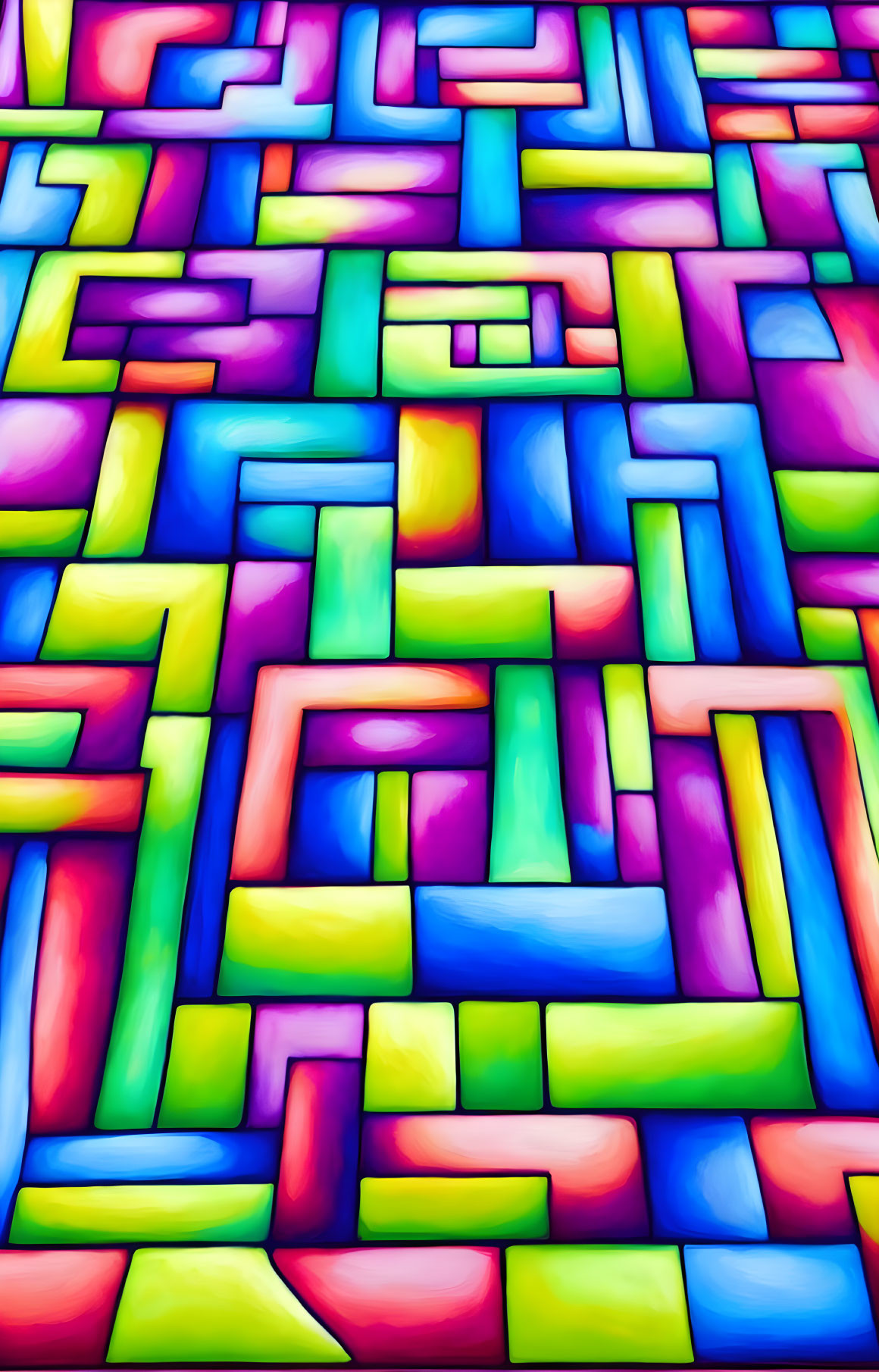 Colorful Glowing Abstract Digital Art: Neon Maze or Stained Glass