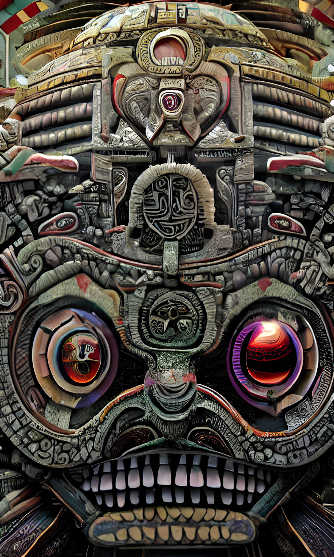 Futuristic tribal digital art with symmetrical layout