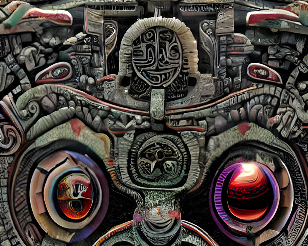 Futuristic tribal digital art with symmetrical layout