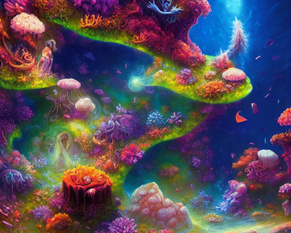 Colorful Coral and Diverse Marine Life in Vibrant Underwater Scene