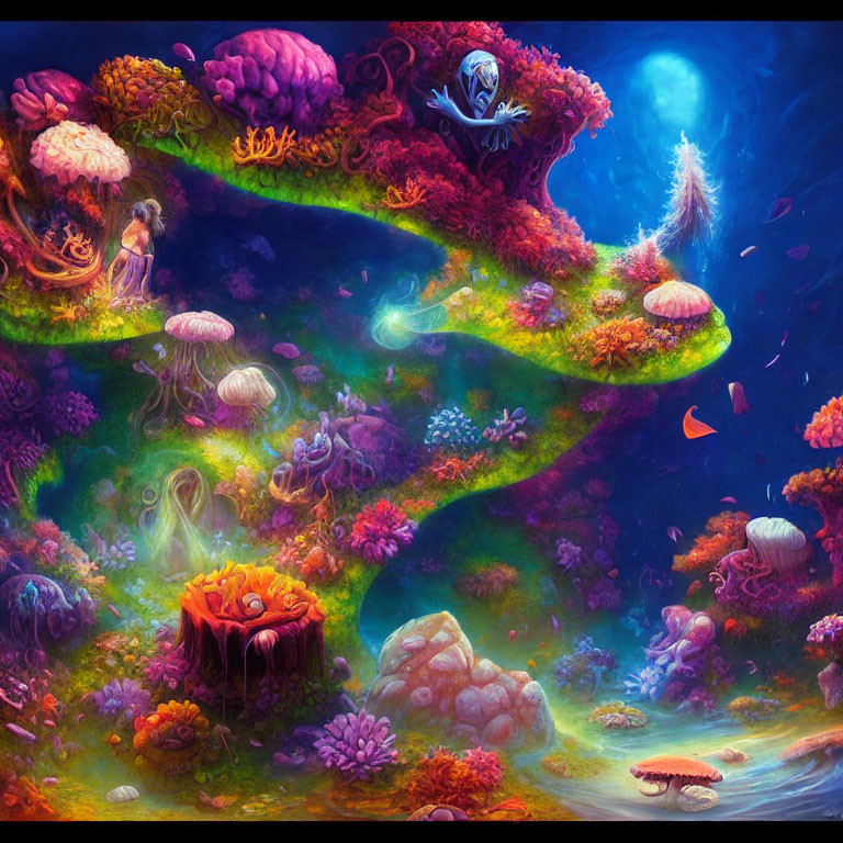 Colorful Coral and Diverse Marine Life in Vibrant Underwater Scene