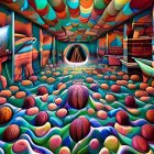 Colorful Surreal Painting of Rainbow Tunnel and Bright Light