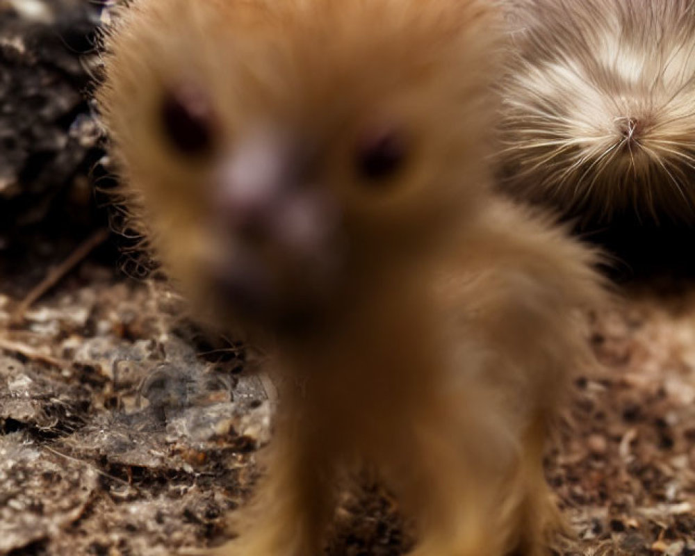 Fluffy yellow chick close-up with soft focus background