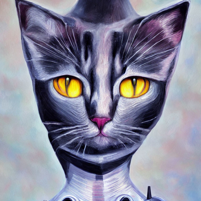 Digital Artwork: Cat with Humanoid Body and Yellow Eyes