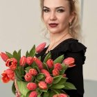 Ethereal woman portrait with vibrant flowers and golden armor