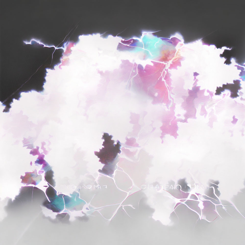 Colorful Lightning Patterns on Faded Cloud Background