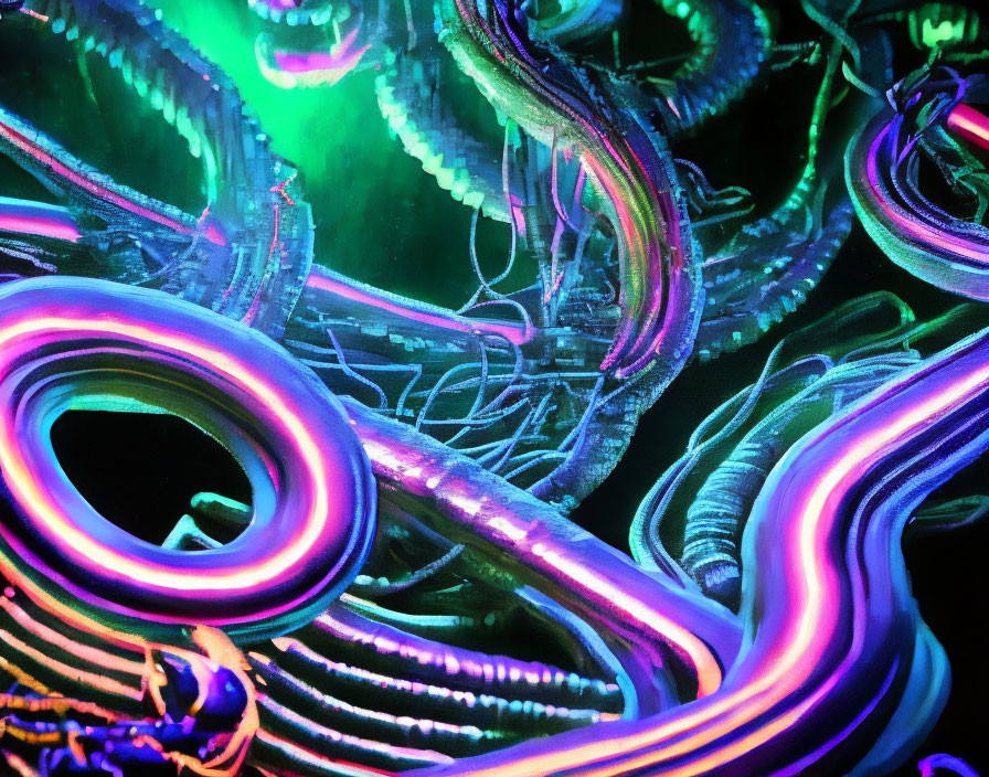 Abstract Neon Lights Swirling in Vibrant Colors