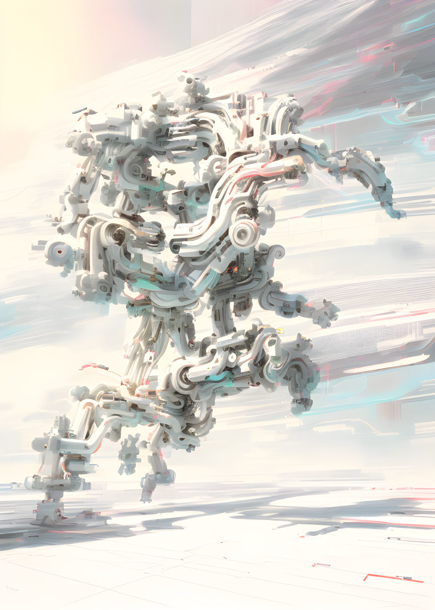 Abstract Mechanical Structure in Bright Ethereal Environment