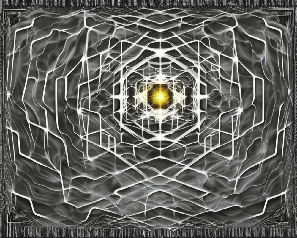 Concentric Geometric Patterns with Golden Sphere in Abstract Digital Art