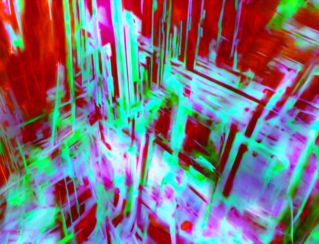 Vivid Red, Green, and Blue Abstract Chaotic Lines