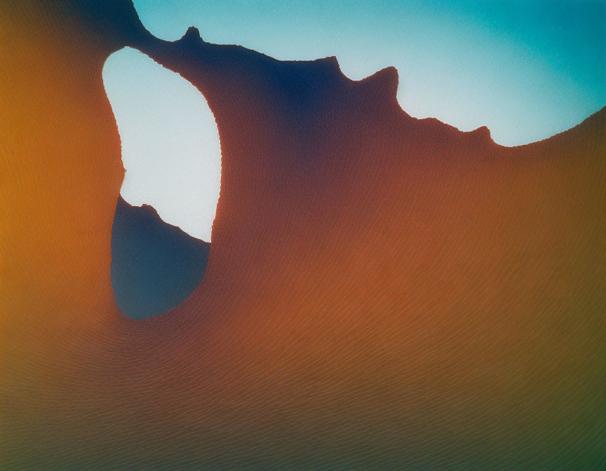 Abstract Sand Dune Landscape with Curving Shadows and Gradient Sky