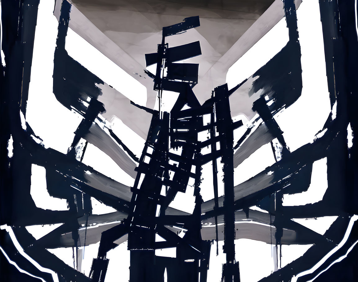 Monochromatic Abstract Art of Futuristic Geometric Structure