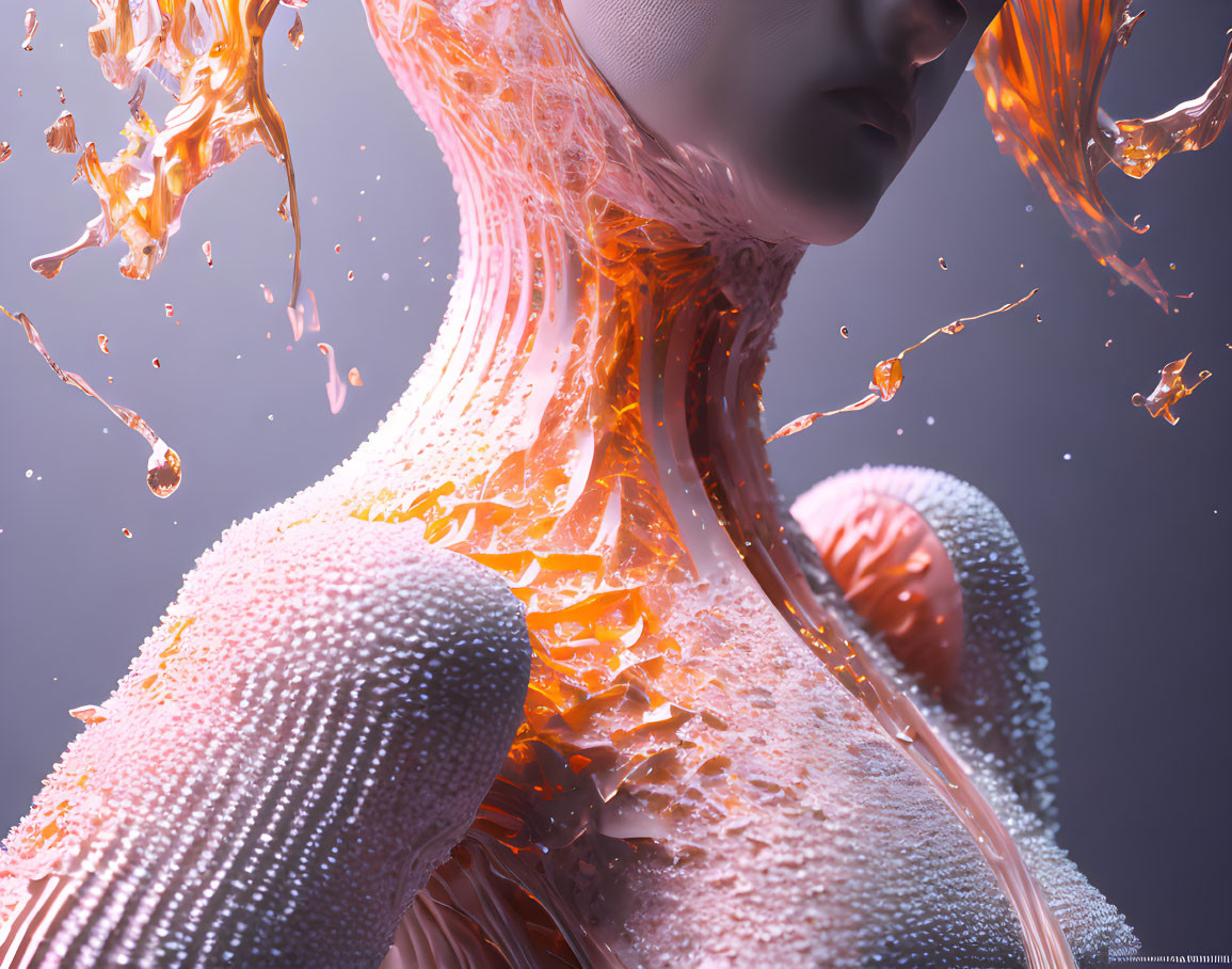 Fluid 3D Person Rendering with Liquid Texture and Blurred Background