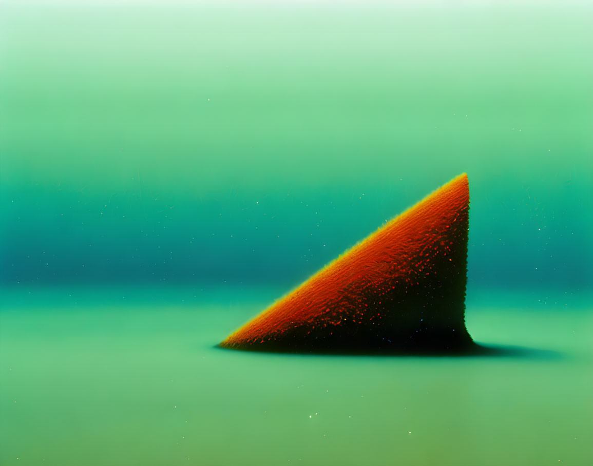 Abstract Texture-Rich Reddish-Brown Triangle on Gradient Green Background