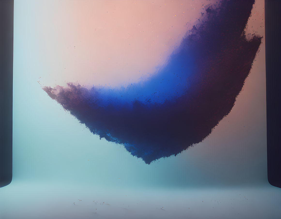 Dynamic Blue and Purple Powder Explosion Between Cylindrical Shapes