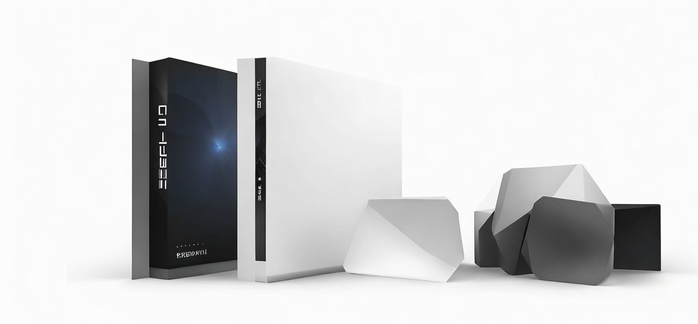 Monochrome Next-Gen Gaming Consoles with Geometric Decorations