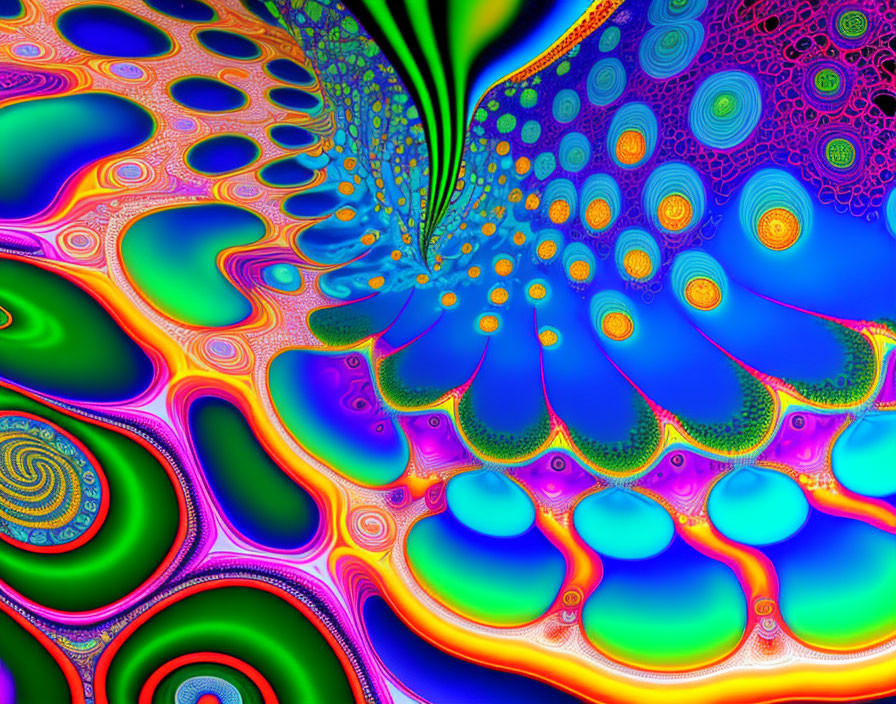 Colorful Abstract Fractal Art with Neon Spectrum Patterns
