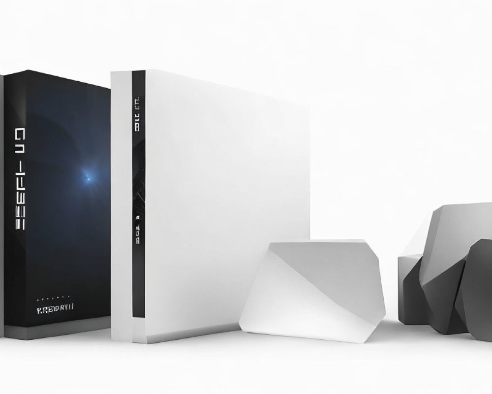 Monochrome Next-Gen Gaming Consoles with Geometric Decorations