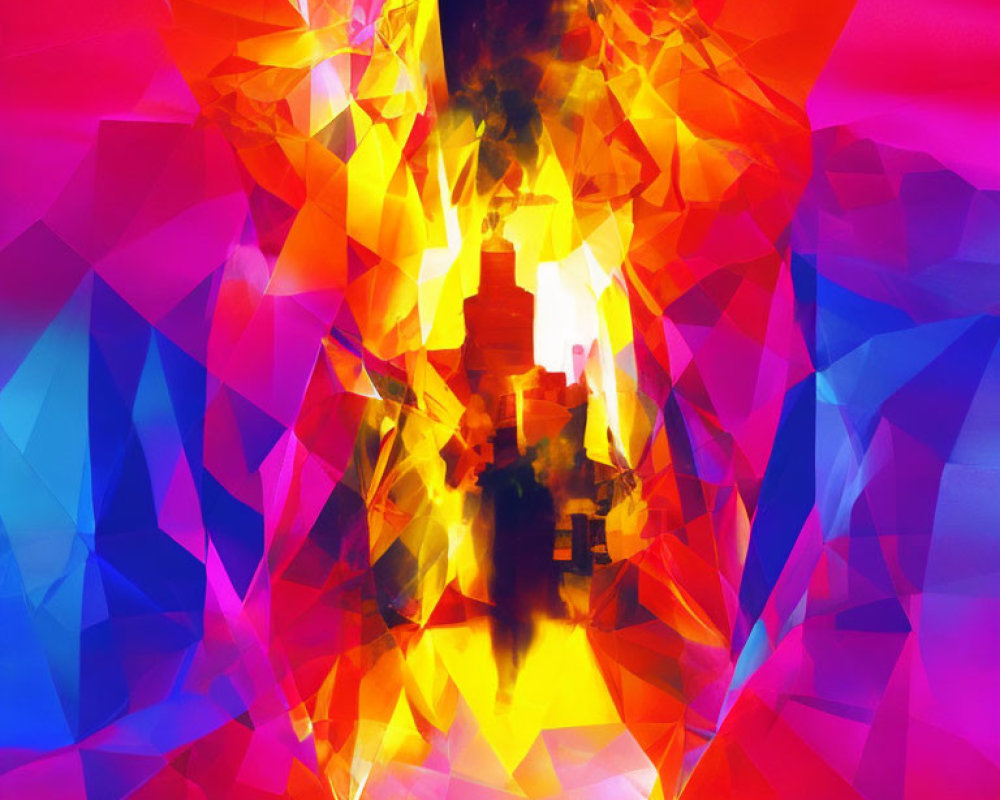 Colorful Abstract Art: Explosive Red, Orange, and Yellow Geometric Shapes