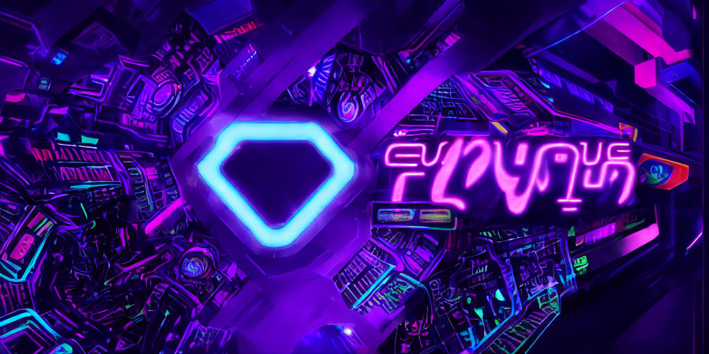 Futuristic neon-lit room with hexagonal shapes for sci-fi arcade vibe