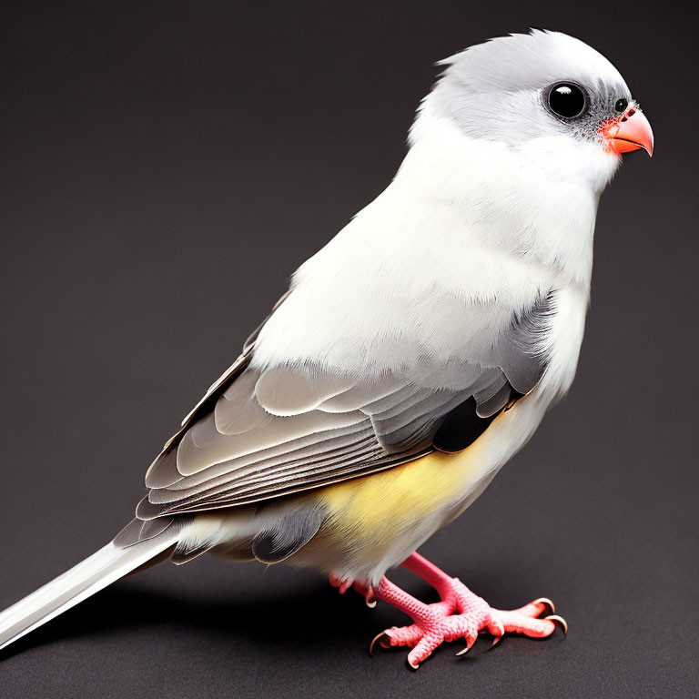 Gray and White Bird with Cat Head on Dark Background - Digital Art Piece