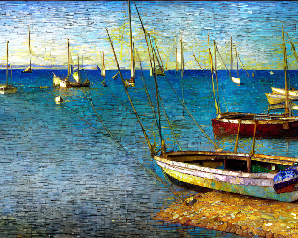 Vibrant Boat Painting with Textured Brushstrokes