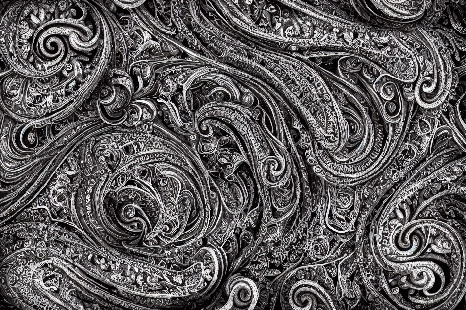 Detailed Black and White Paisley Pattern Designs