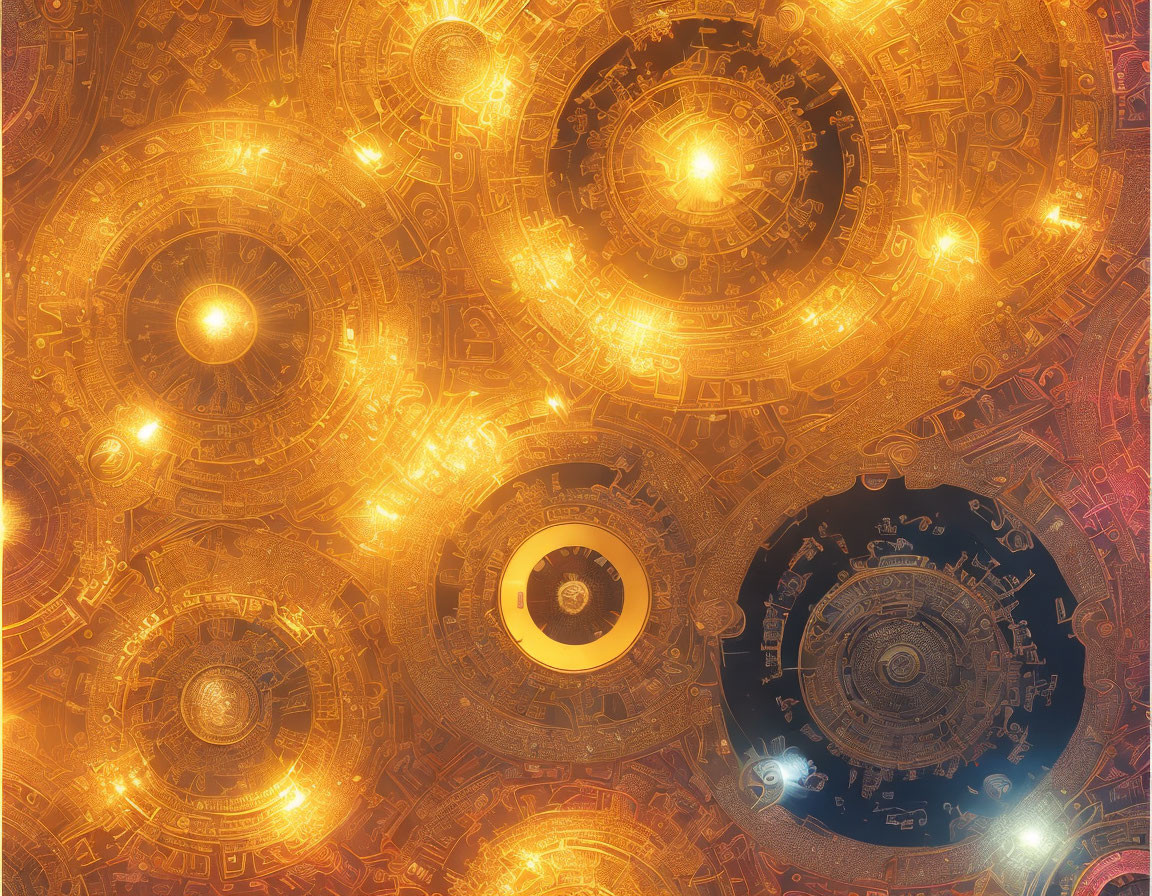 Golden and Orange Mechanical Fractals in Circular Patterns