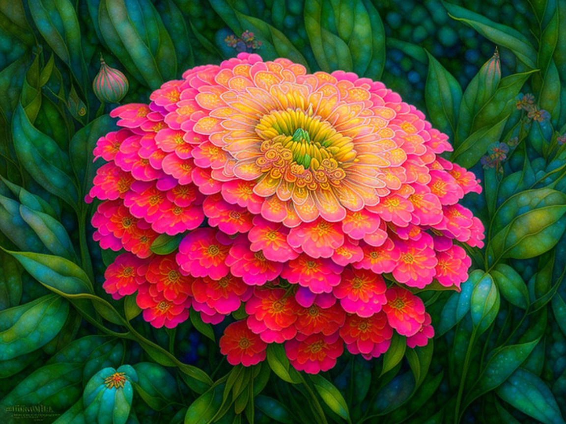 Vibrant Pink Chrysanthemum with Dense Petal Cluster