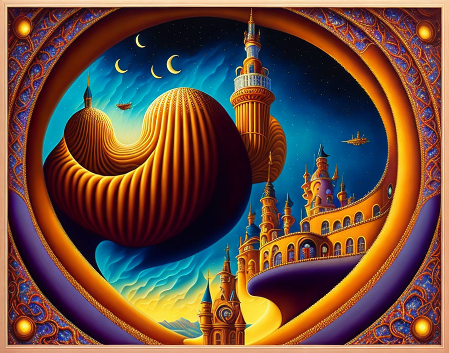 Surreal artwork: Infinite loop landscape with Islamic architecture