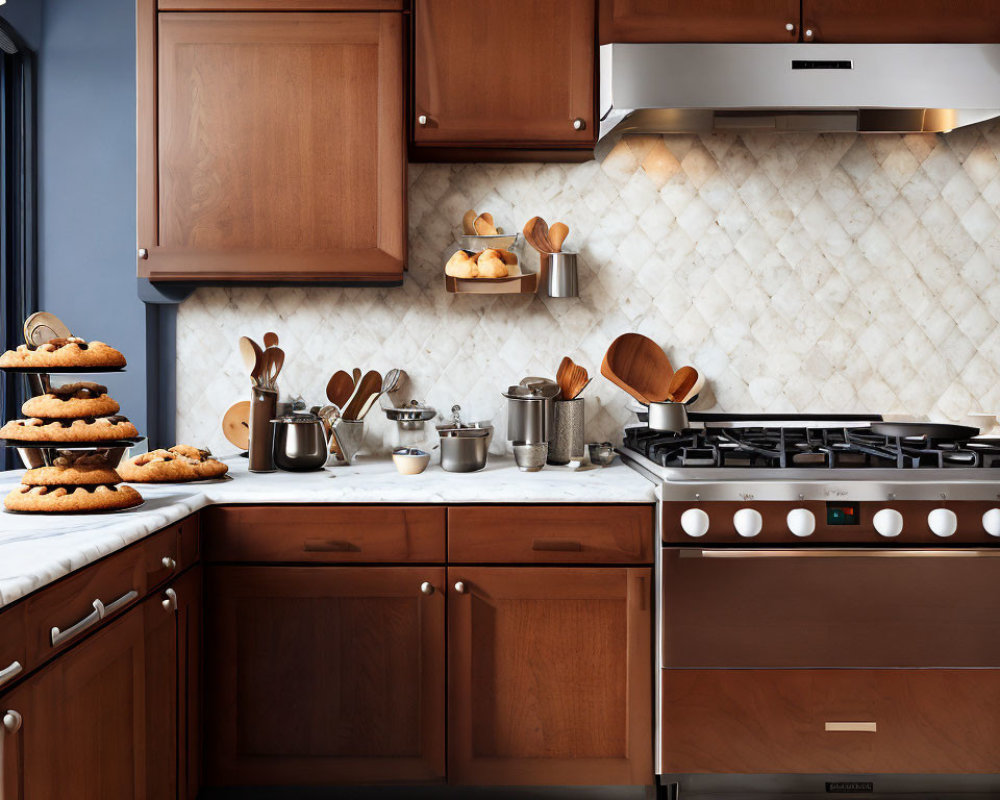 Contemporary Kitchen with Wooden Cabinets and Stainless Steel Appliances