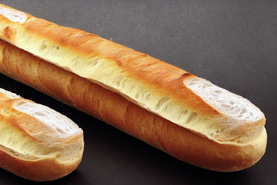 Golden Crust Baguette on Dark Background