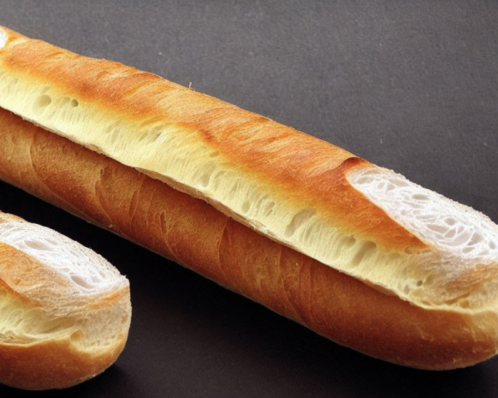 Golden Crust Baguette on Dark Background