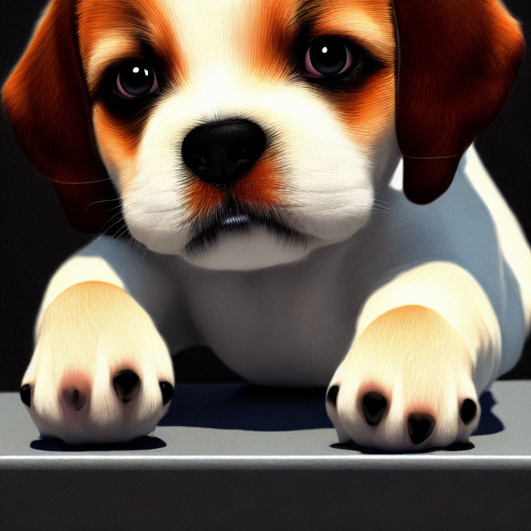 Detailed Beagle Puppy Illustration with Big Brown Eyes