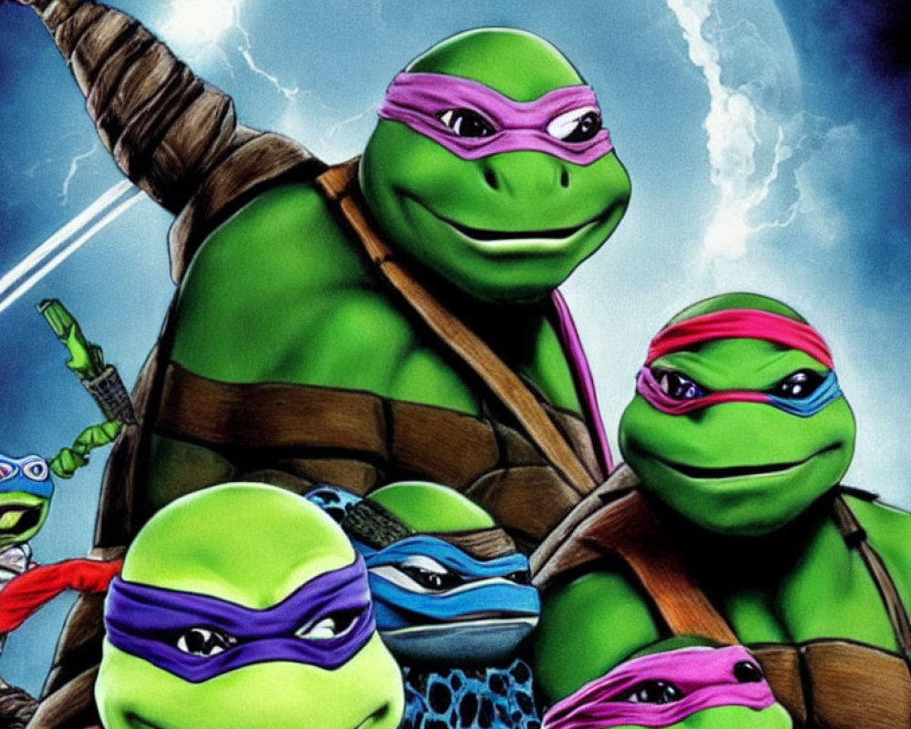 Four Ninja Warrior Turtles Under Stormy Sky