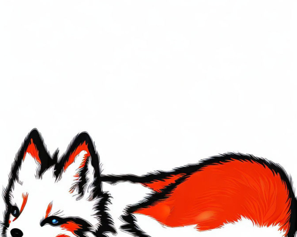 Stylized red and white fox illustration on white background