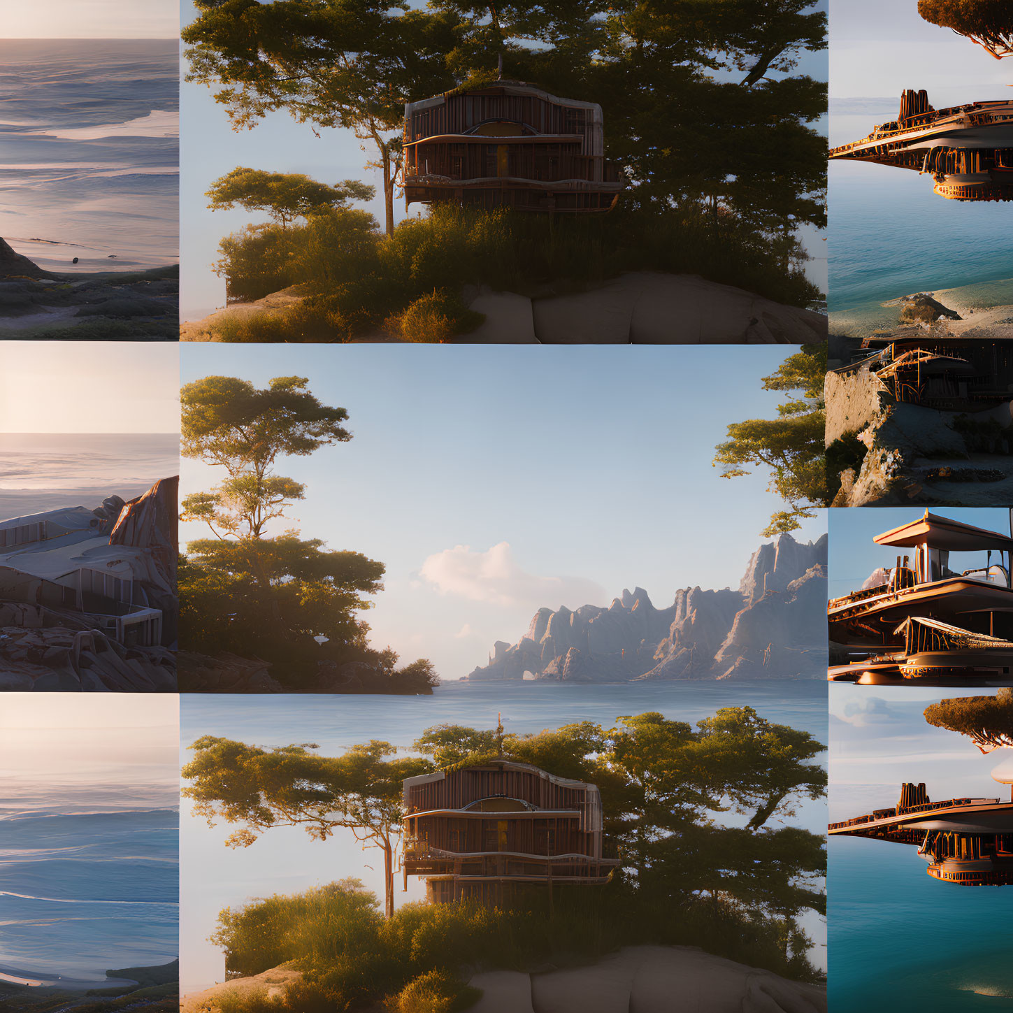 Collage of Charming Beach House in Various Settings