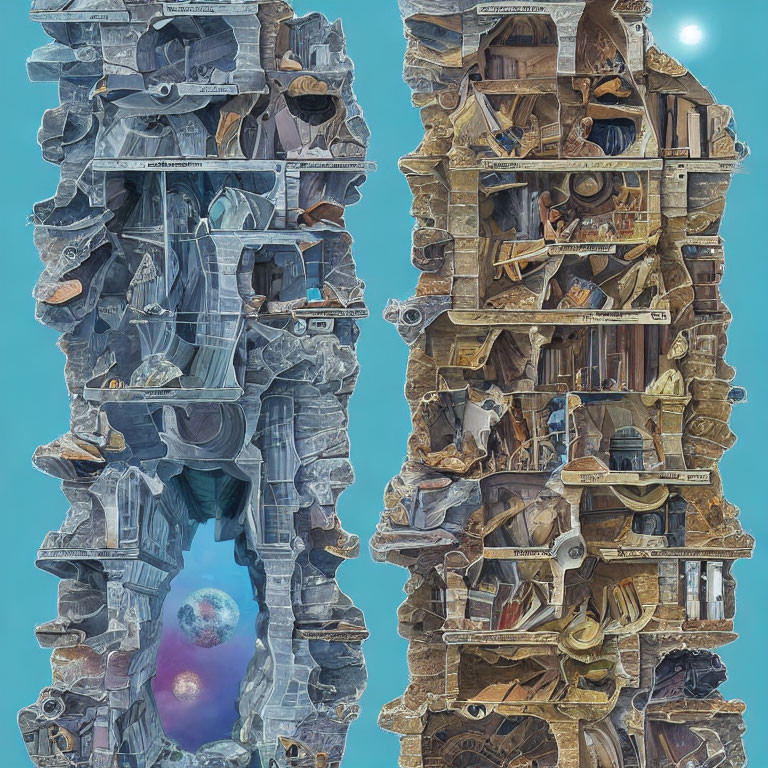 Detailed Vertical Cross-Sections of Fantasy Tower Structures