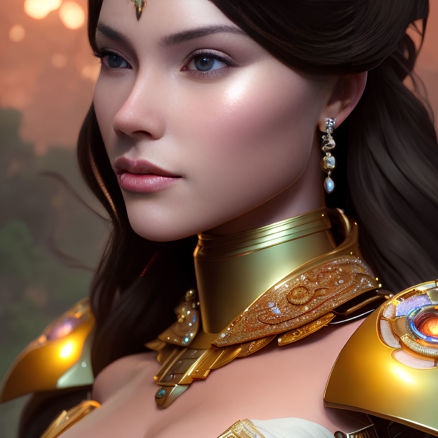 Close-Up Image of Woman with Impeccable Makeup and Golden Jewelry