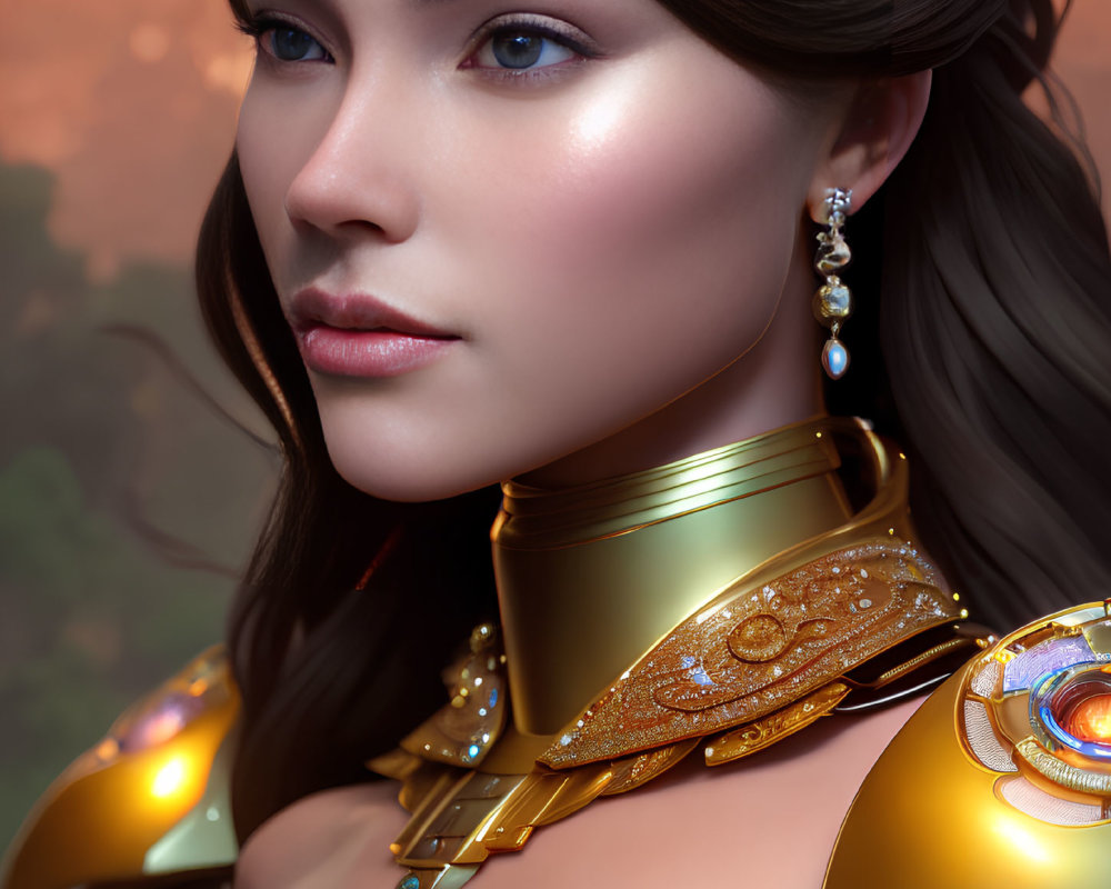 Close-Up Image of Woman with Impeccable Makeup and Golden Jewelry