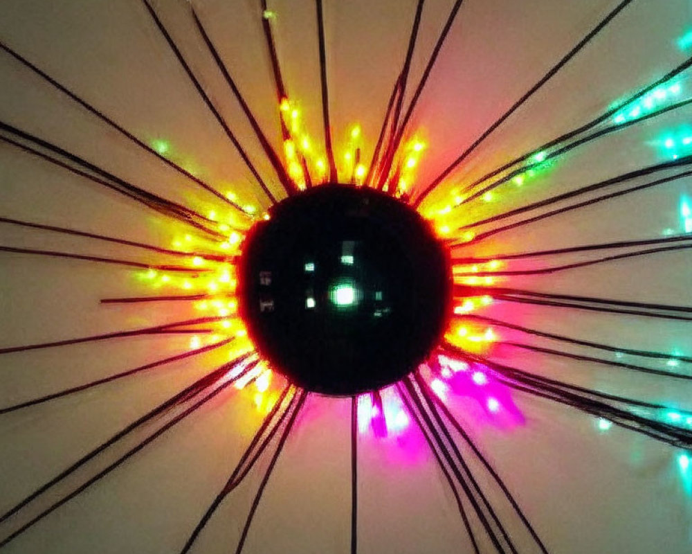 Ceiling-mounted light fixture with fiber optic strands for starburst effect