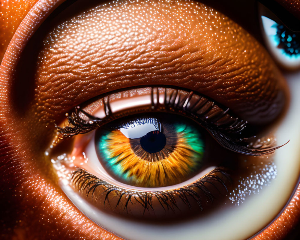 Detailed Close-Up of Vibrant Human Eye with Prominent Eyelashes