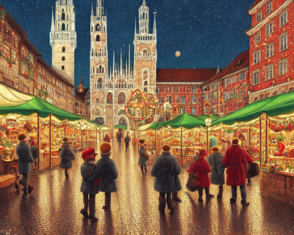 Festive Christmas Market in Quaint Town Square