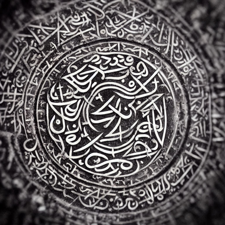 Circular Arabic Calligraphy on Textured Surface