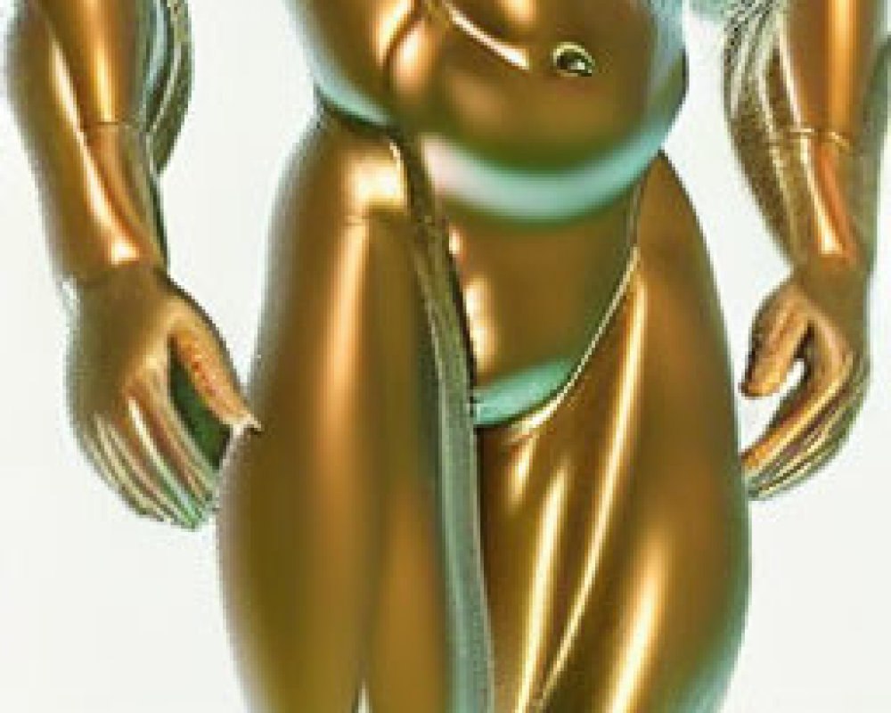 Shiny Metallic Gold Human Anatomy Figure with Defined Muscles