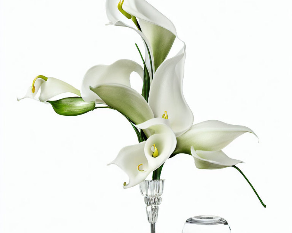 White Calla Lilies Bouquet in Fluted Glass Vase